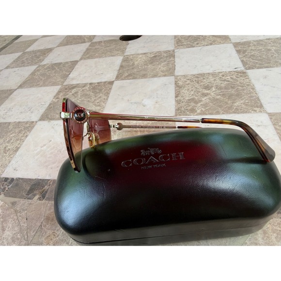 Coach Aviator Sunglasses Women 58mm Gold HC 7128 Brown Gradient Lenses main image 12